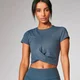 Power Short Sleeve Crop Top - Dark Indigo