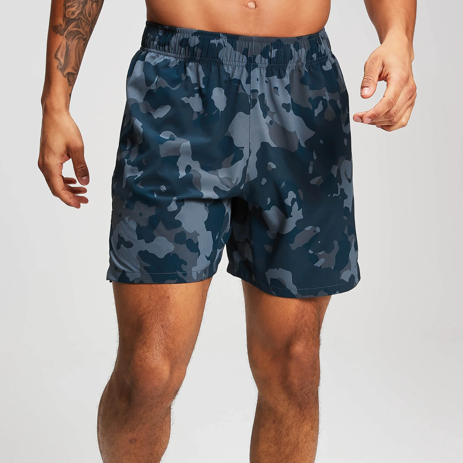MP Men's Training Stretch Woven Shorts - Washed Blue-Camo - XS Image 1