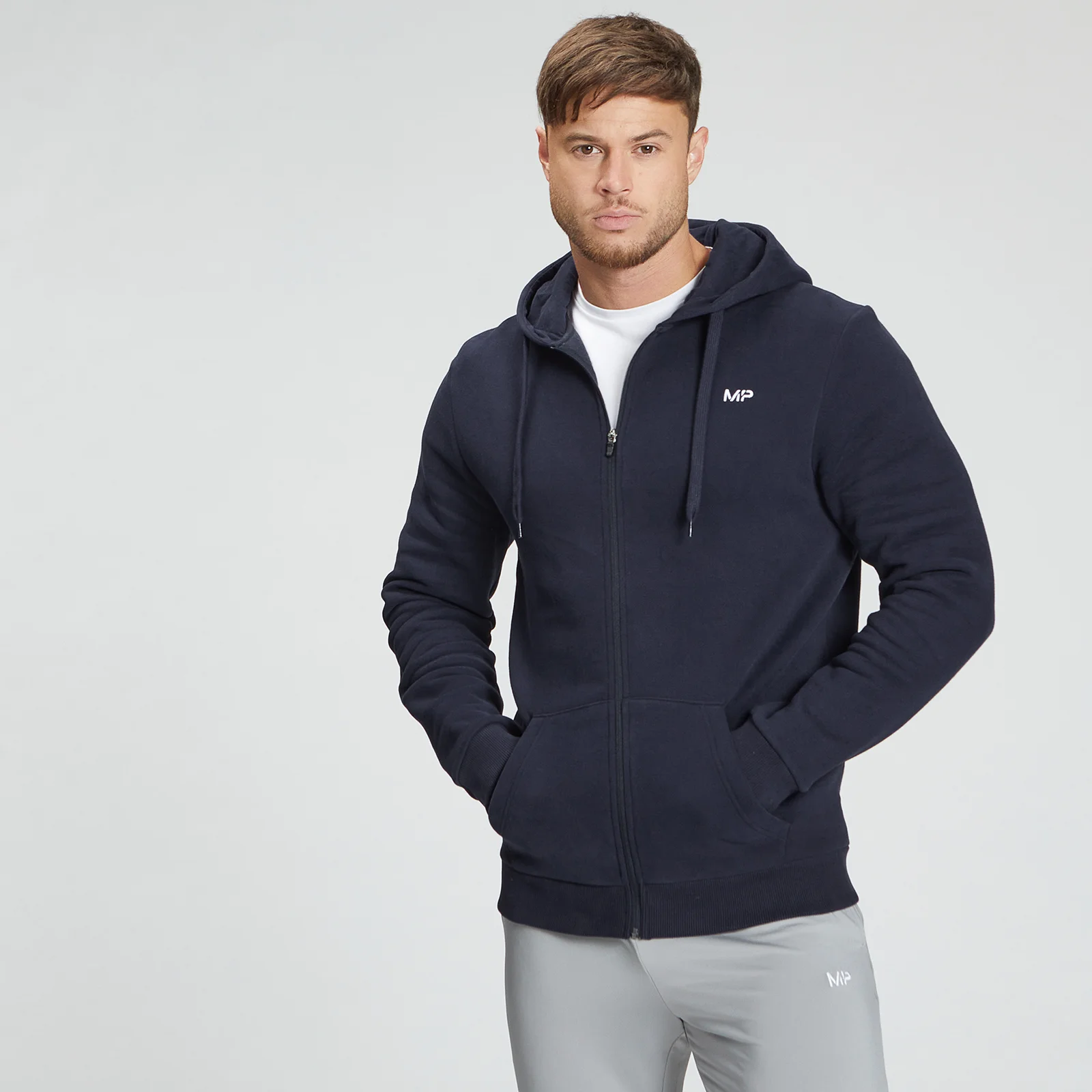 MP Men's Rest Day Zip Through Hoodie - Navy - XXS Image 1