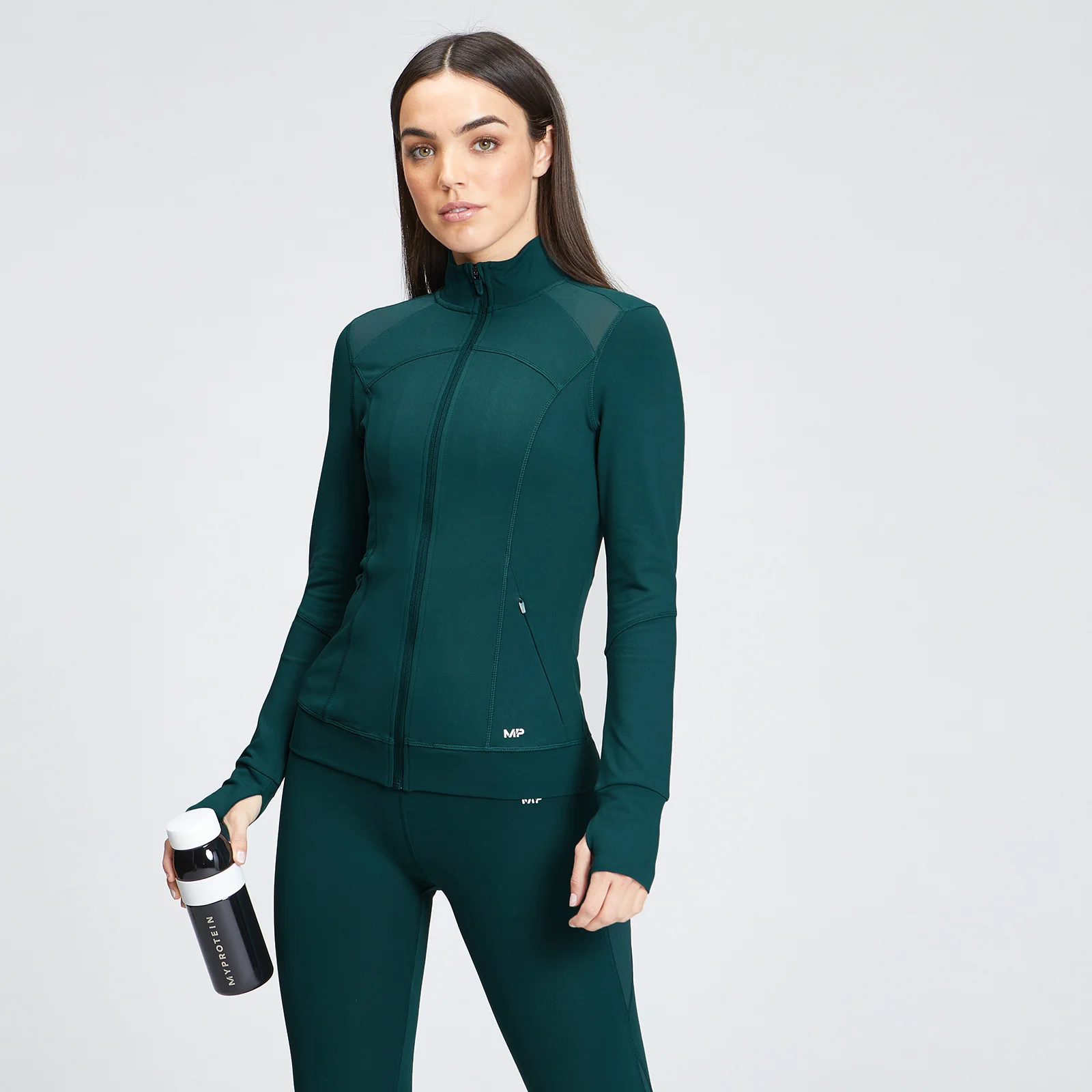 MP Women's Power Mesh Slim Fit Jacket - Deep Teal - XXS Image 1