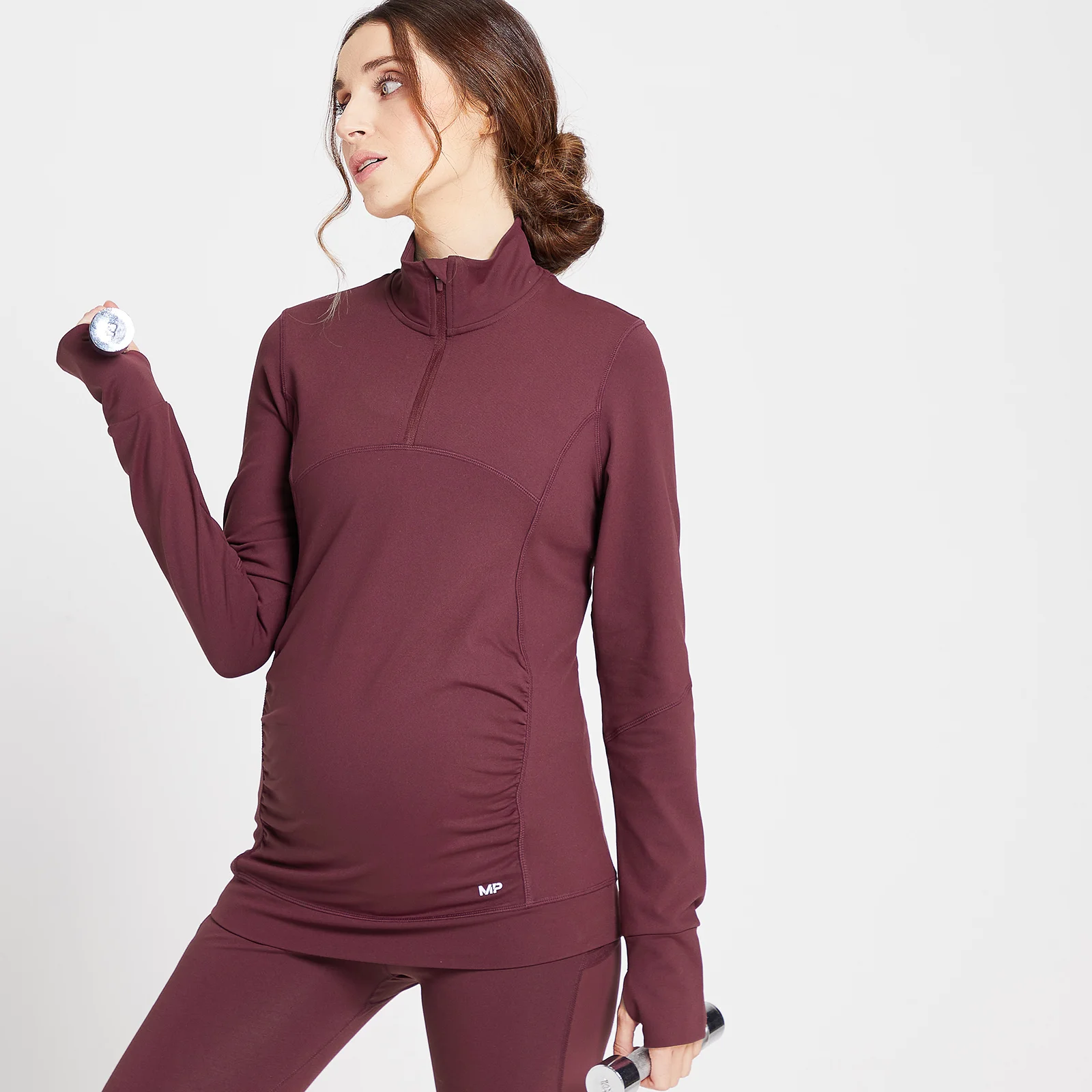 MP Women's Power Maternity 1/4 Zip - Port - XXS Image 1