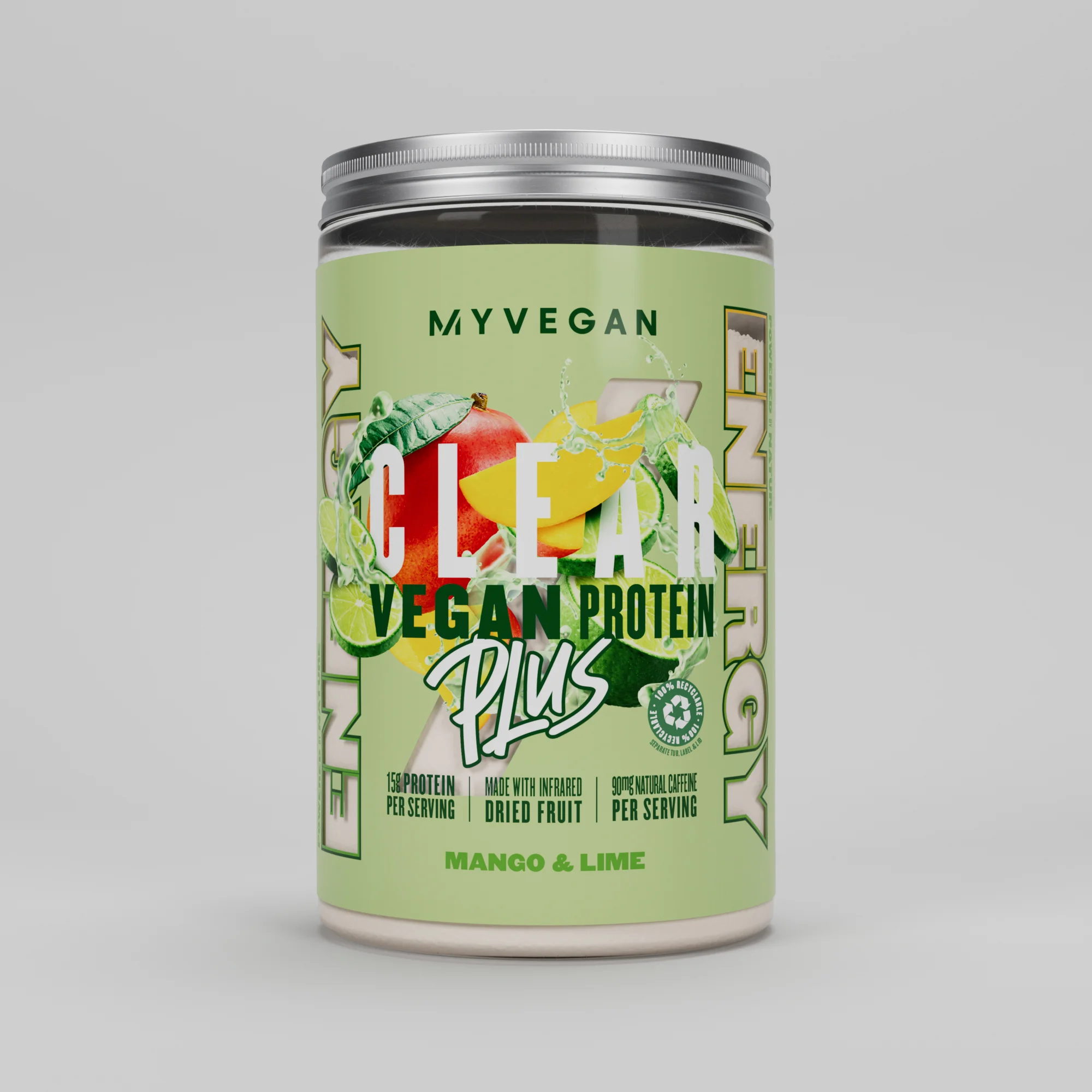 Clear Vegan Protein Plus – Energy - 375g - Mango & Lime Image 1