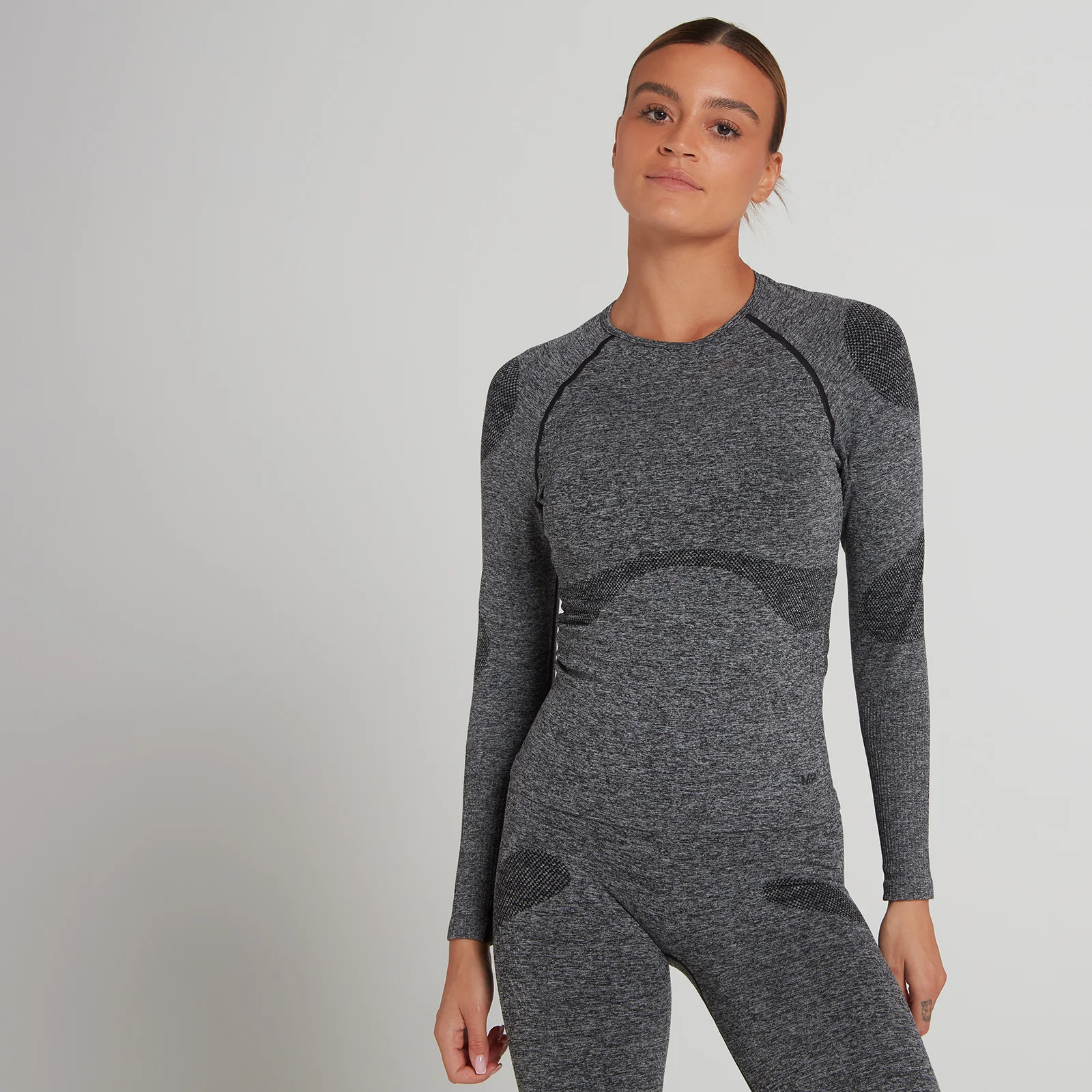 MP Women's Dynamic Training Seamless Long Sleeve Top - Washed Black - XXS Image 1