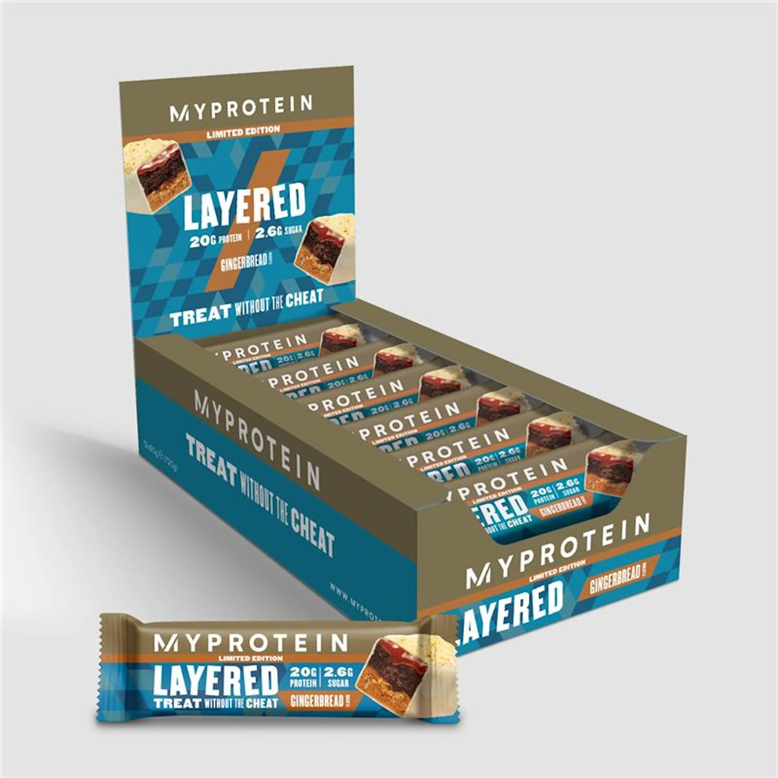 Limited Edition Layered Protein Bar — Gingerbread - 12 x 60g - Gingerbread Image 1