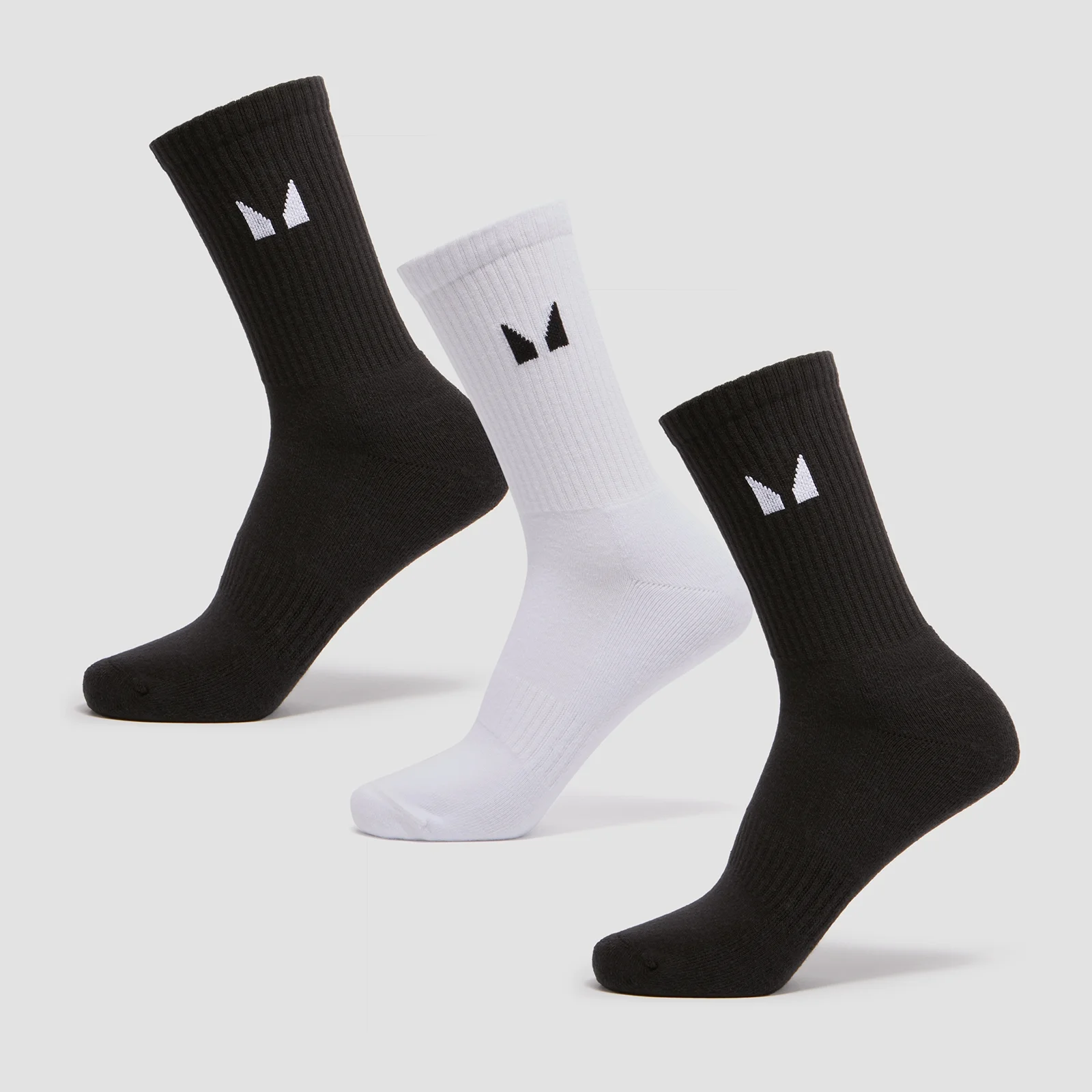 MP Unisex Crew Socks (3 Pack) - Black/White - UK 12-14 Image 1