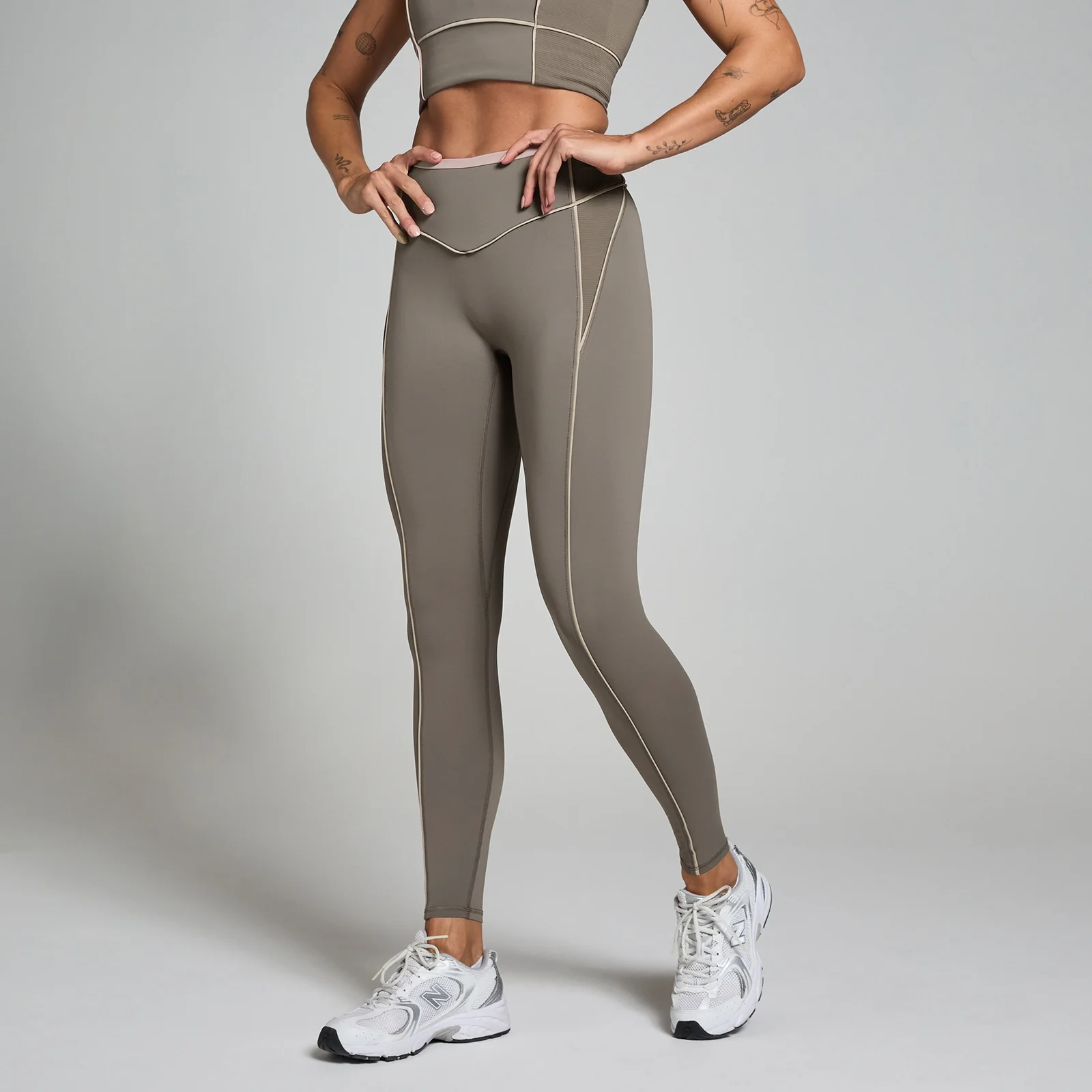 MP Women's Tempo Contrast Texture Leggings - Espresso - S Image 1