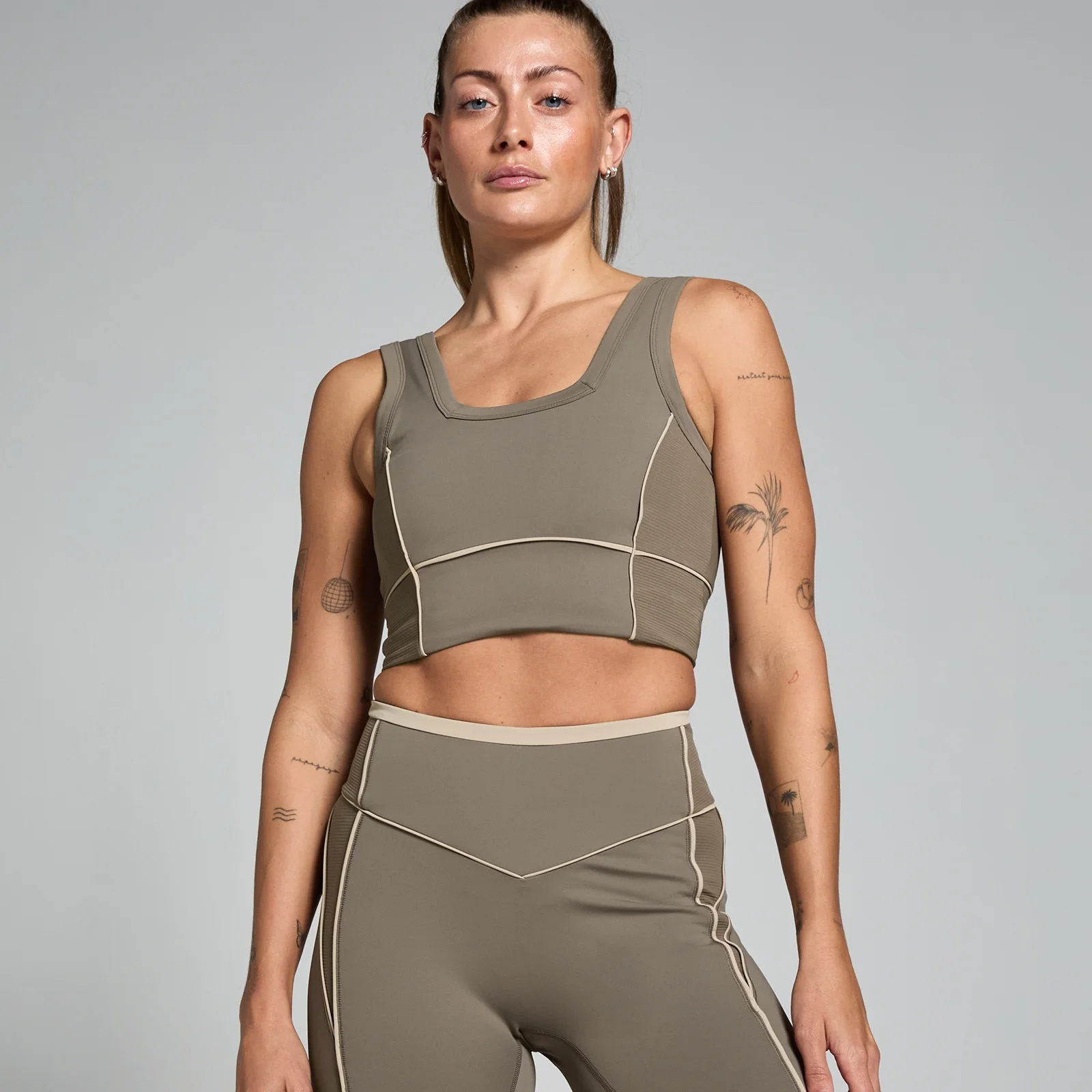 MP Women's Tempo Contrast Texture Sports Bra - Espresso - L Image 1