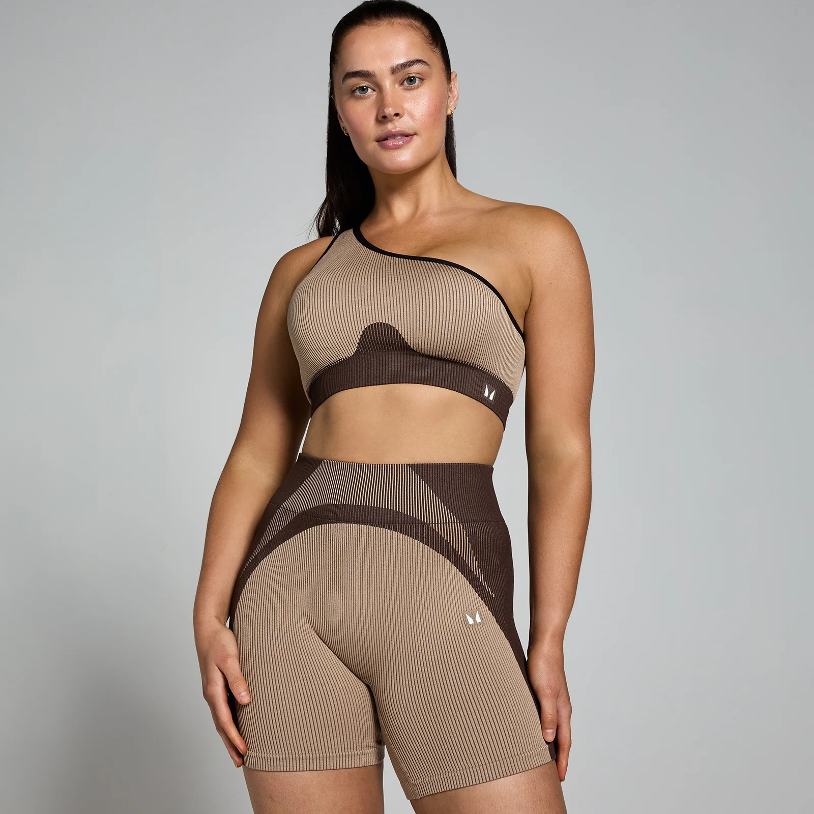 MP Women's Contrast Rib Seamless Bra - Cashmere/Espresso - XS Image 1