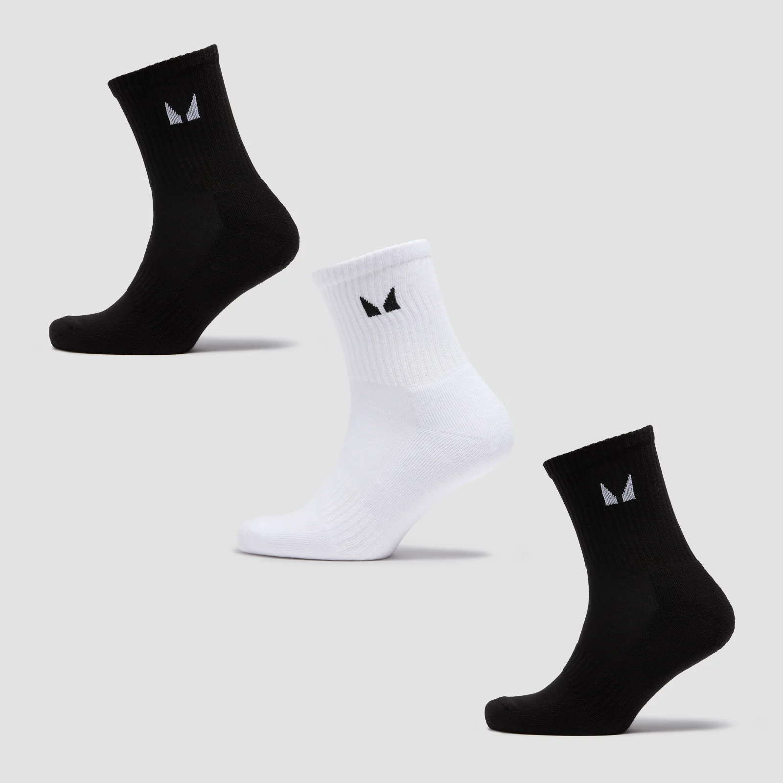 MP Unisex Crew Socks (3 Pack) - Black/White - UK 6-8 Image 1