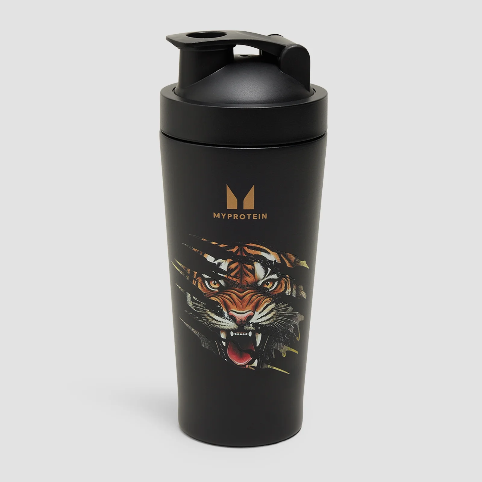 Myprotein Tiger Recycled Metal Shaker - Black Image 1