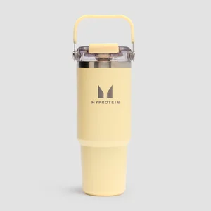 Myprotein Recycled Metal Top Handle Straw Bottle 900ml - Butter - Colour Butter